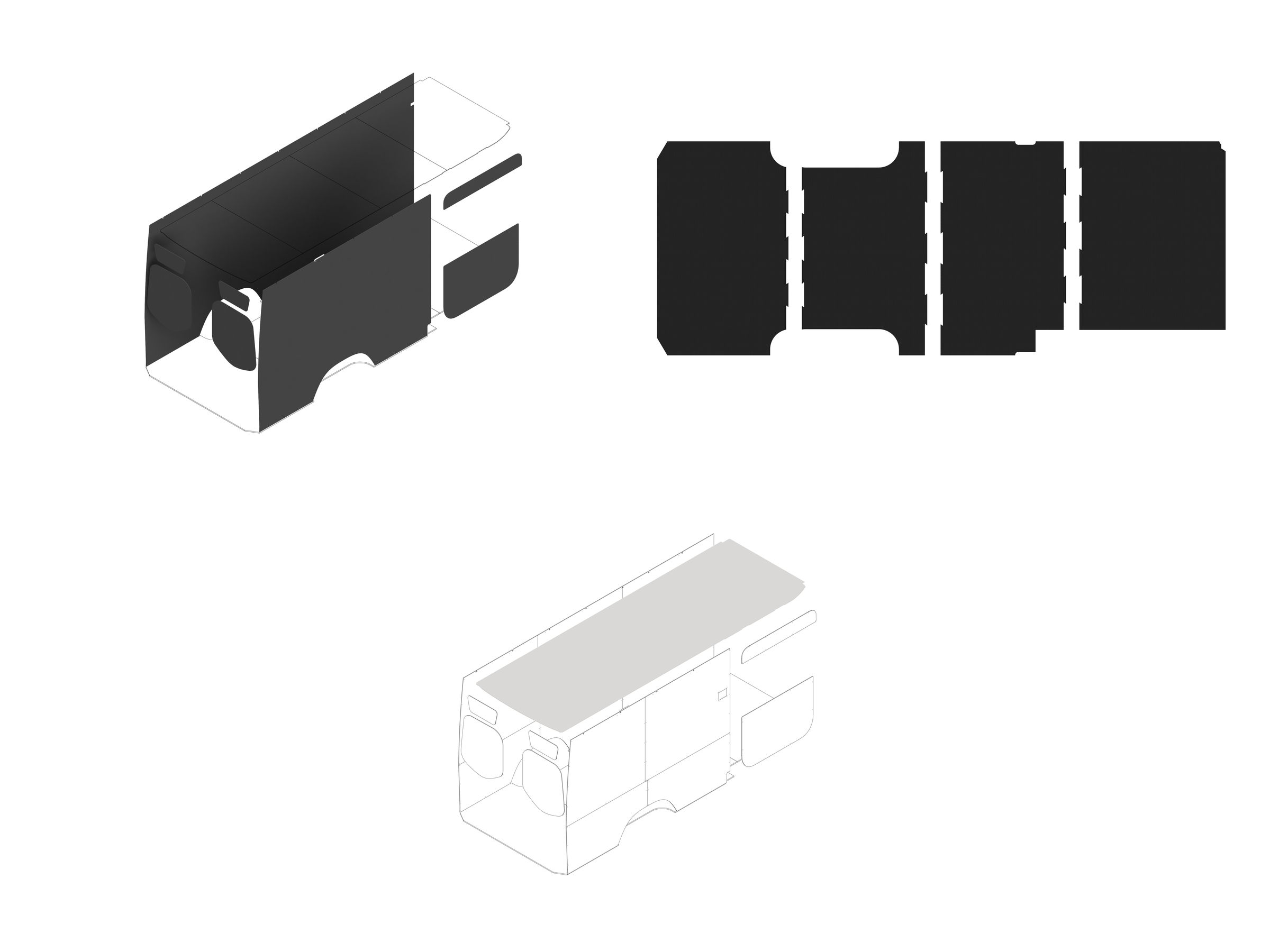 170 Foundation Bundle - Upholstered (Charcoal colored) / White laminate