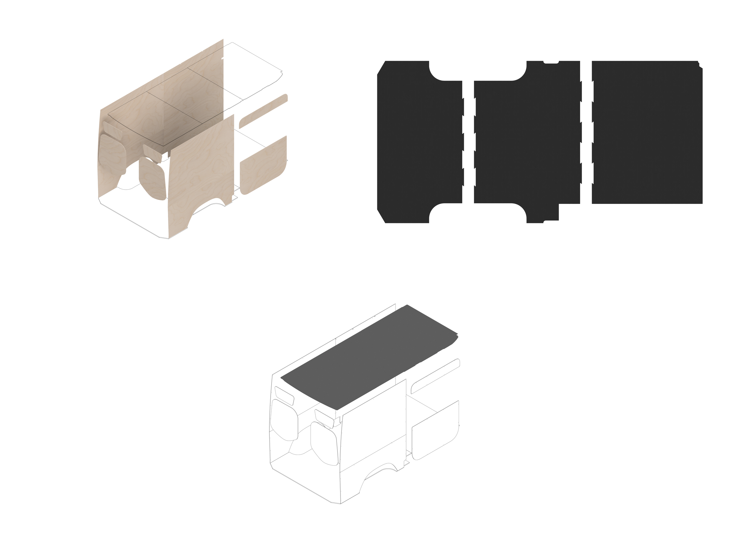 144 Foundation Bundle - Pre-finished Birch / Upholstered (Charcoal colored)