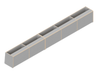 Isometric line drawing of The Vansmith DIY Full Length upper cabinet for Transit 148, showing a long rectangular Baltic Birch Plywood structure split into four open-topped sections with vertical dividers.
