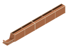 Isometric line drawing of the Full Length upper cabinet for Sprinter 144 by The Vansmith DIY‚Äîfeatures a long, rectangular metal channel with reinforcing brackets, a flared slotted end, and is compatible with Baltic Birch Plywood panels.