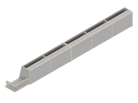 Isometric line drawing of the Full Length upper cabinet for Sprinter 144 by The Vansmith DIY‚Äîfeatures a long, rectangular metal channel with reinforcing brackets, a flared slotted end, and is compatible with Baltic Birch Plywood panels.