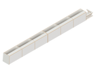 Isometric line drawing of The Vansmith DIY Full Length Upper Cabinet for Transit 148E: a rectangular Baltic Birch plywood unit with four open-top compartments, vertical dividers, and included mounting kit for easy assembly.