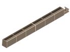 Isometric line drawing of The Vansmith DIY Full Length Upper Cabinet for Transit 148E: a rectangular Baltic Birch plywood unit with four open-top compartments, vertical dividers, and included mounting kit for easy assembly.