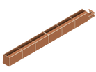 Isometric line drawing of The Vansmith DIY Full Length Upper Cabinet for Transit 148E: a rectangular Baltic Birch plywood unit with four open-top compartments, vertical dividers, and included mounting kit for easy assembly.