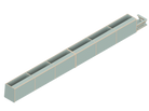 Isometric line drawing of The Vansmith DIY Full Length Upper Cabinet for Transit 148E: a rectangular Baltic Birch plywood unit with four open-top compartments, vertical dividers, and included mounting kit for easy assembly.