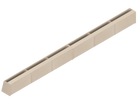 Isometric line drawing of a long, rectangular, segmented metal beam‚Äîlike those used in The Vansmith DIY Full Length upper cabinet for Sprinter 170‚Äîwith supporting plates and bolt holes, viewed from above and the side.