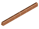 Isometric line drawing of a long, rectangular, segmented metal beam‚Äîlike those used in The Vansmith DIY Full Length upper cabinet for Sprinter 170‚Äîwith supporting plates and bolt holes, viewed from above and the side.