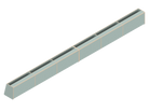 Isometric line drawing of a long, rectangular, segmented metal beam‚Äîlike those used in The Vansmith DIY Full Length upper cabinet for Sprinter 170‚Äîwith supporting plates and bolt holes, viewed from above and the side.