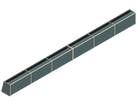 Isometric line drawing of a long, rectangular, segmented metal beam‚Äîlike those used in The Vansmith DIY Full Length upper cabinet for Sprinter 170‚Äîwith supporting plates and bolt holes, viewed from above and the side.