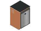 A simple isometric line drawing illustrates The Vansmith DIY Single unit Refrigerator Galley (CR130), featuring an open side and rear vent, ideal for standalone use or seamless van fridge cabinet integration.