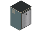 A simple isometric line drawing illustrates The Vansmith DIY Single unit Refrigerator Galley (CR130), featuring an open side and rear vent, ideal for standalone use or seamless van fridge cabinet integration.