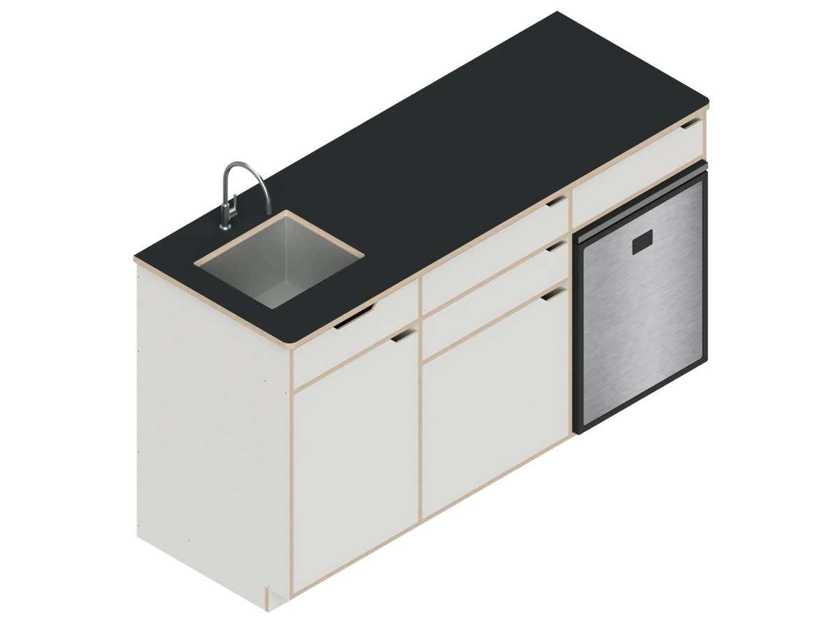 DIY Three unit Kitchen Galley (CR85) kit for Sprinter vans in Dover White - The Vansmith DIY