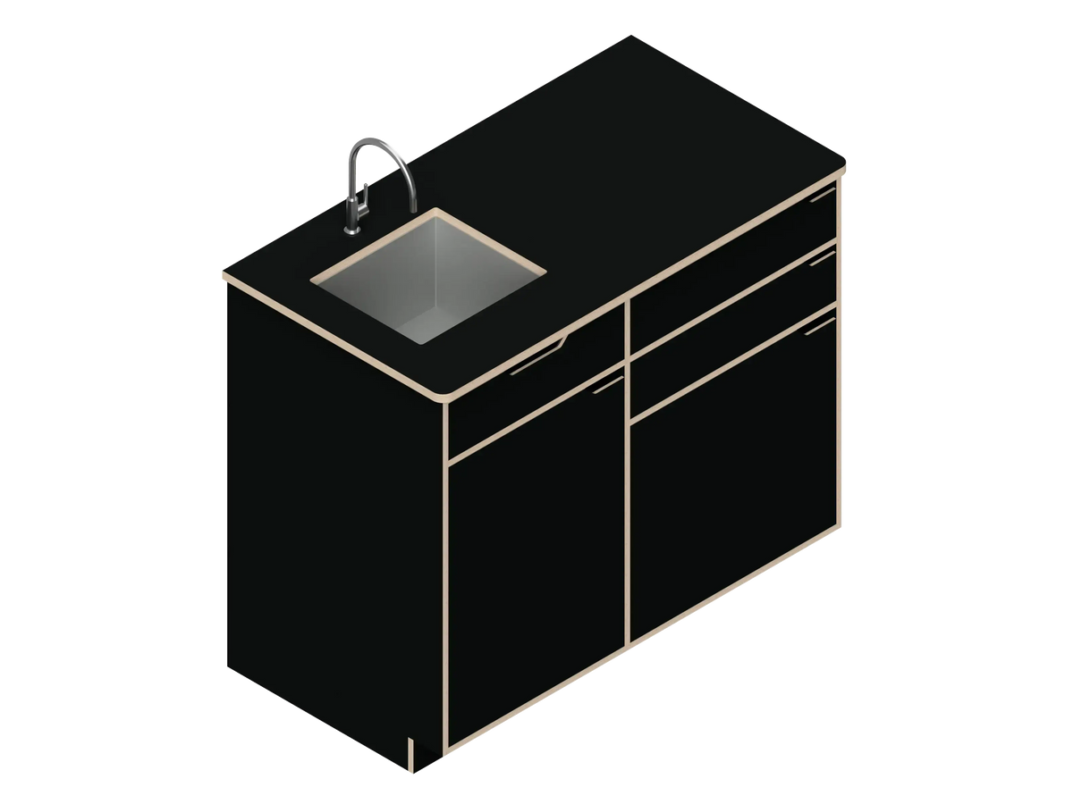 DIY Dual unit Kitchen Galley kit with Storage for Transit vans in Black - The Vansmith DIY