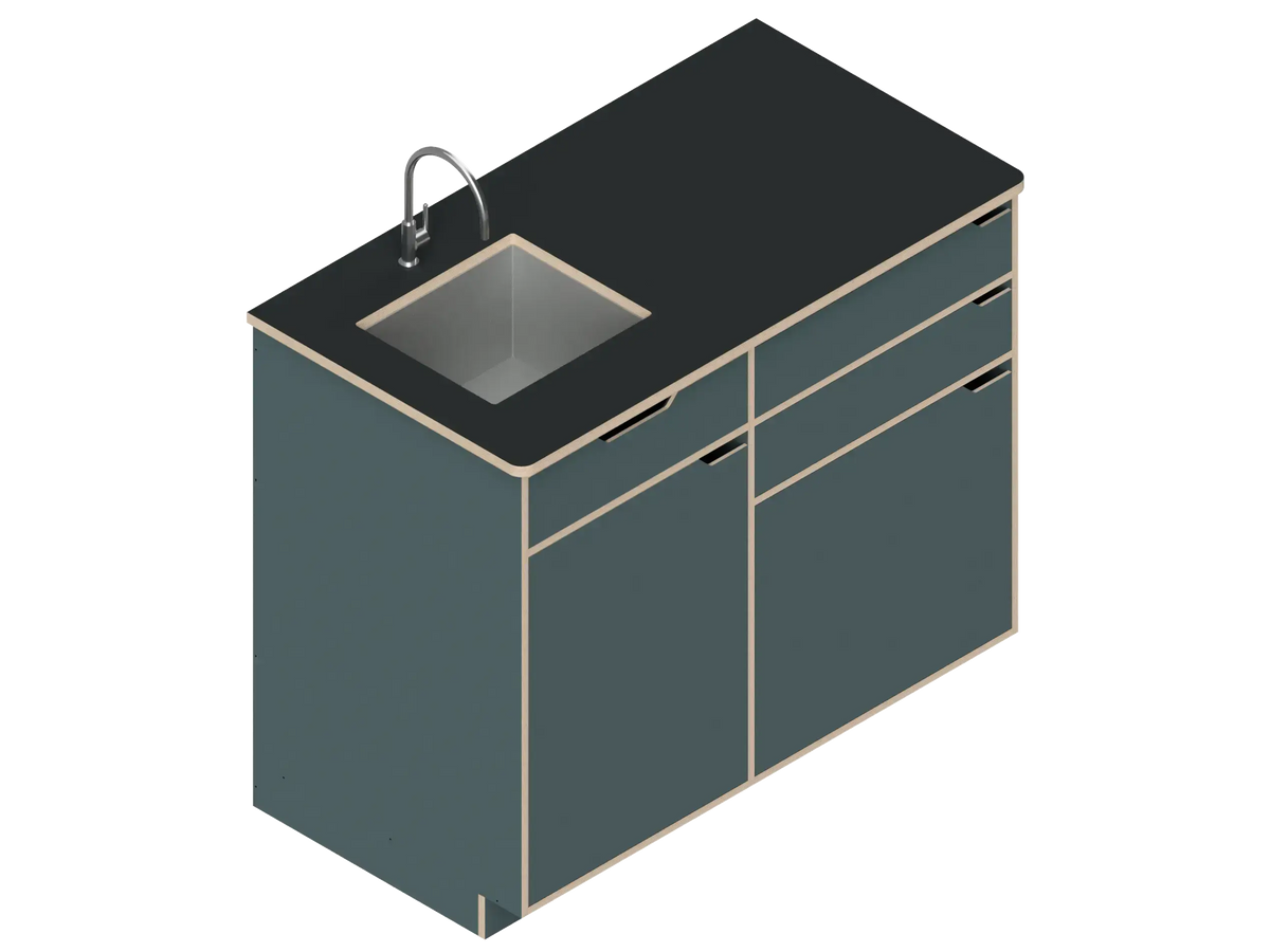 DIY Dual unit Kitchen Galley kit with Storage for Transit vans in Winter Sky - The Vansmith DIY
