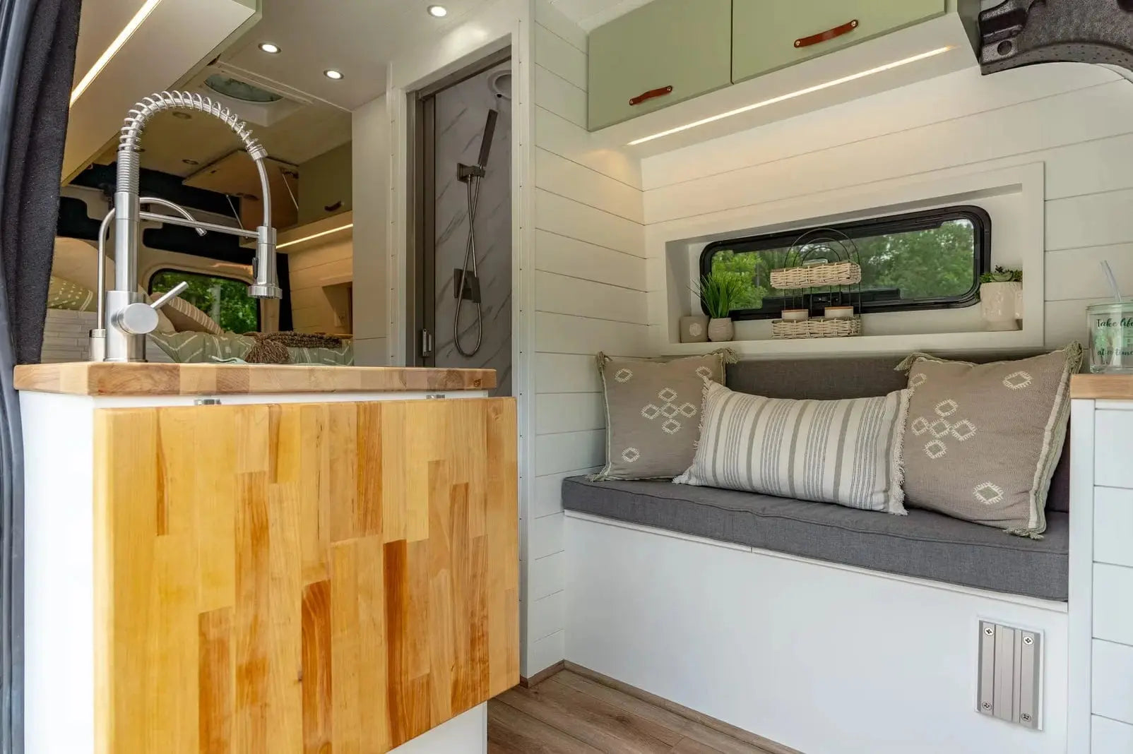 Interior of 2020 Ford Transit 250 High Roof Extended Conversion Van for Sale in Colorado – The Vansmith