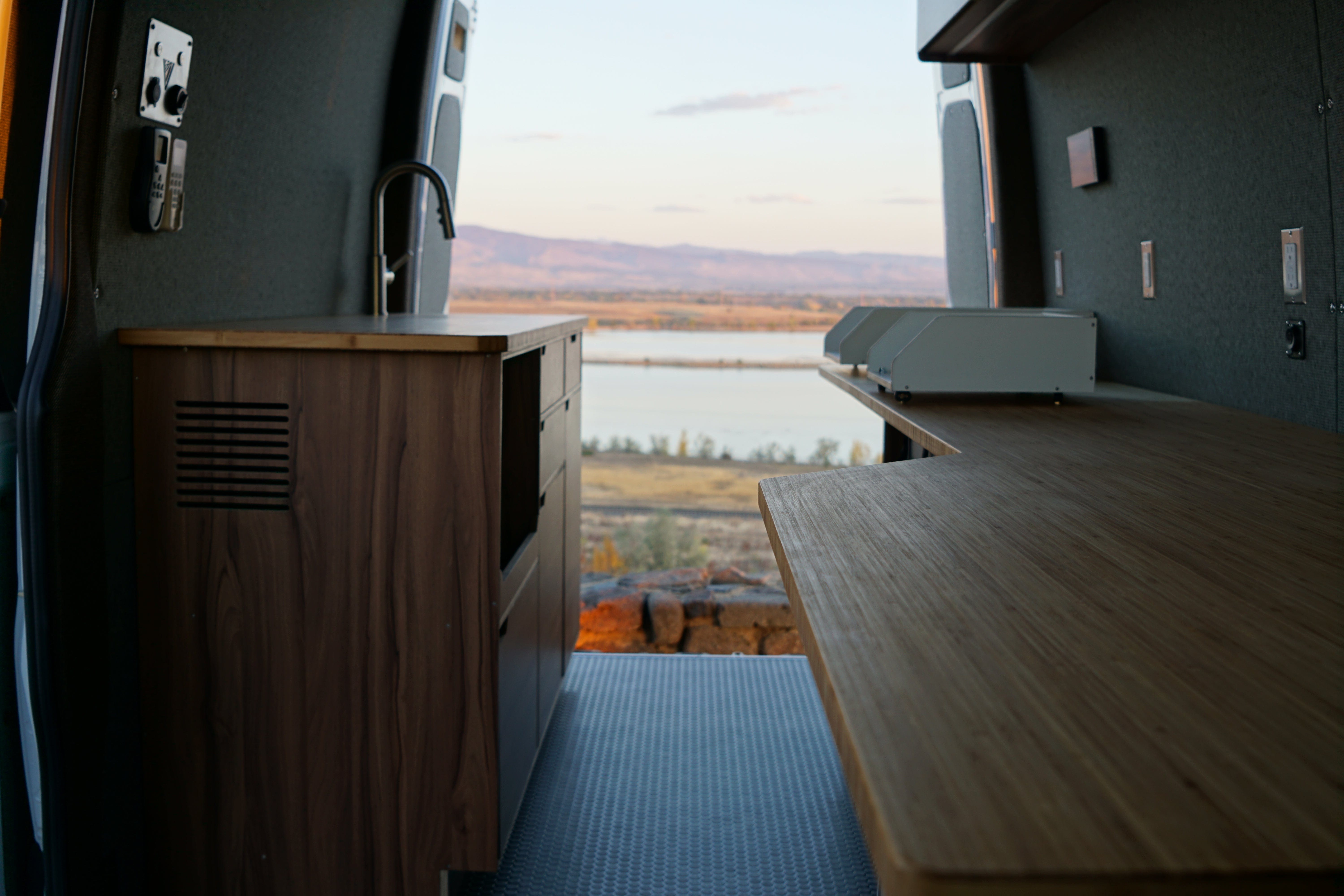 Sprinter van Interior customized for mobile office use