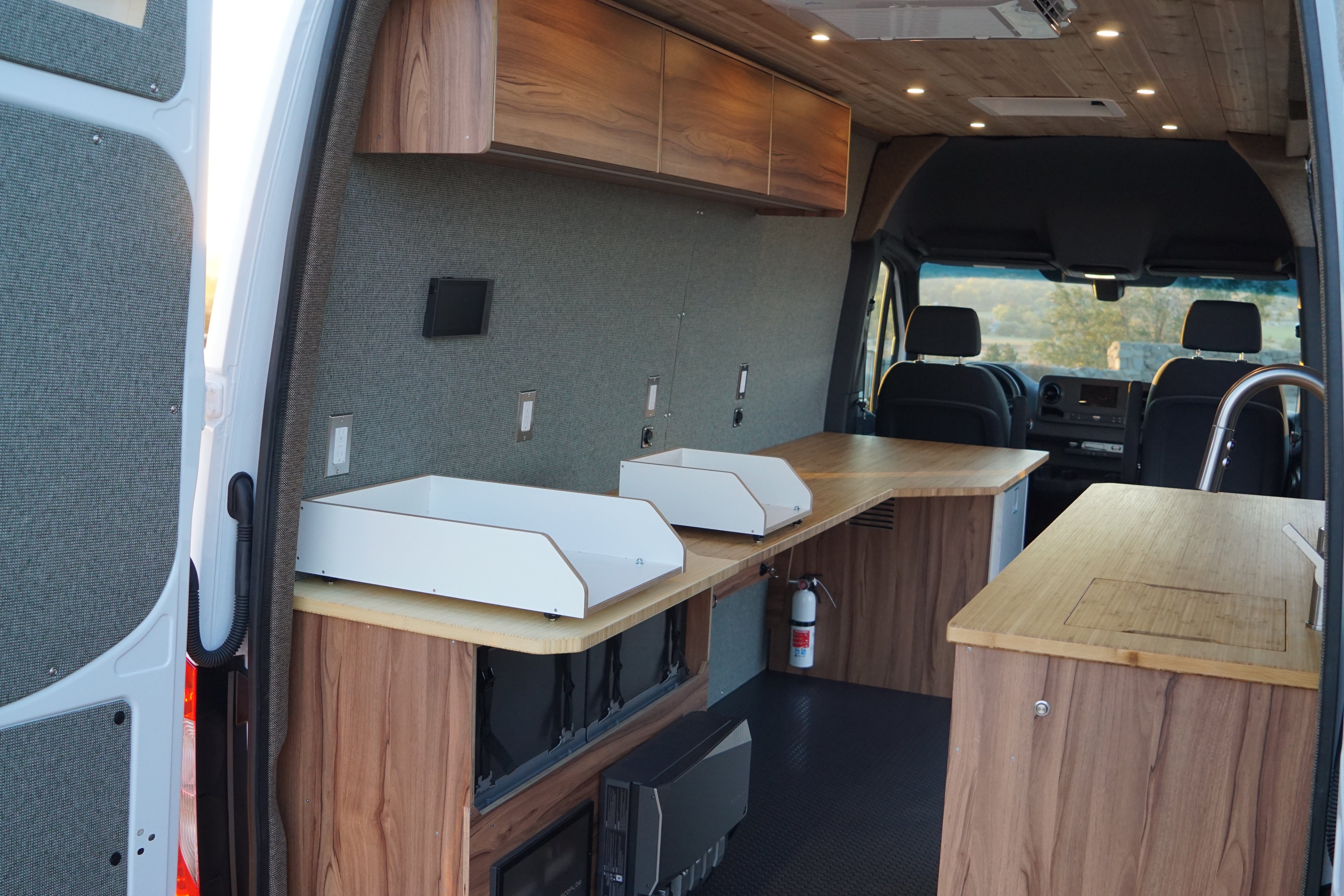 Sprinter van Interior customized for mobile office use