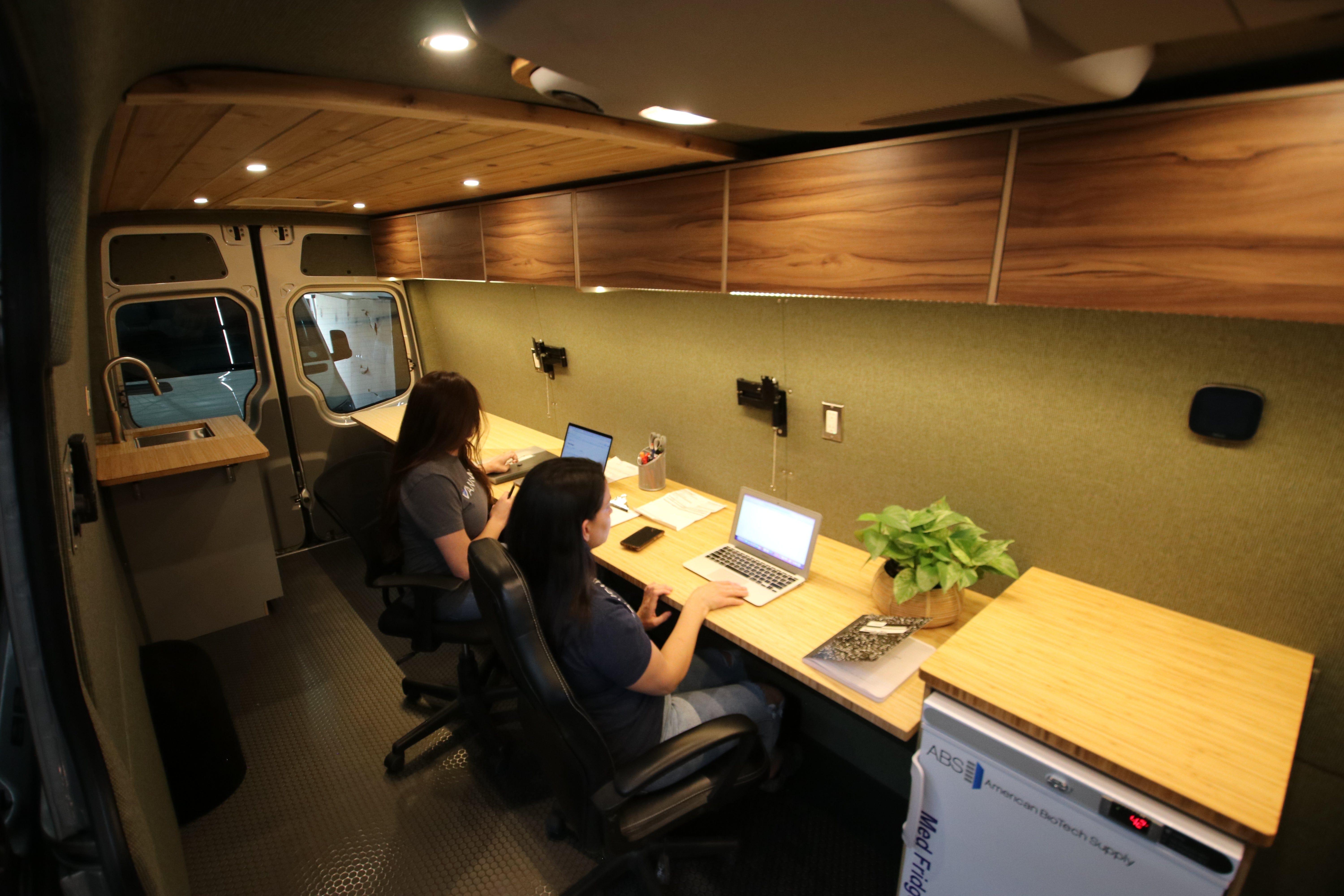Sprinter van Interior customized for mobile office use