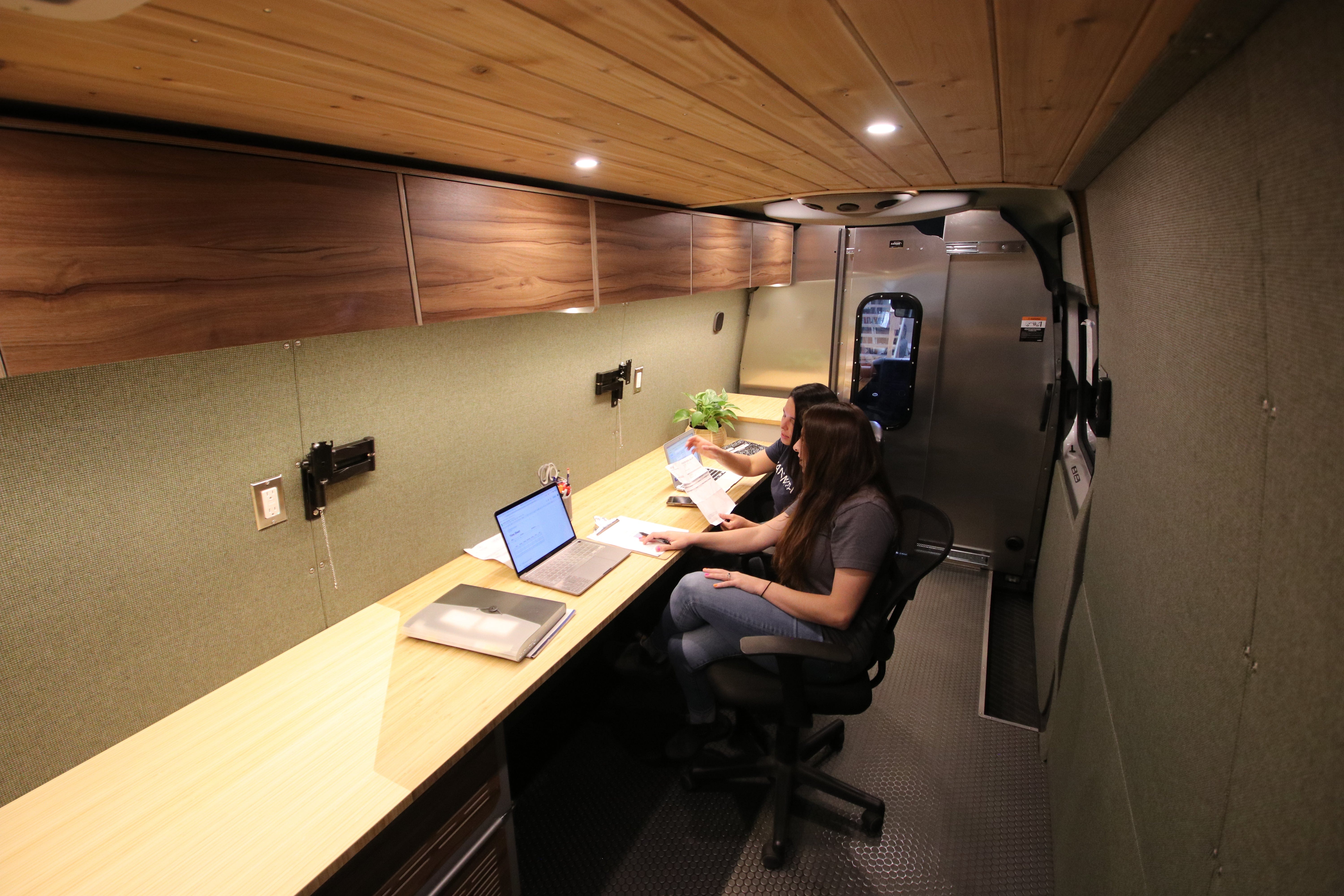 Sprinter van Interior customized for mobile office use