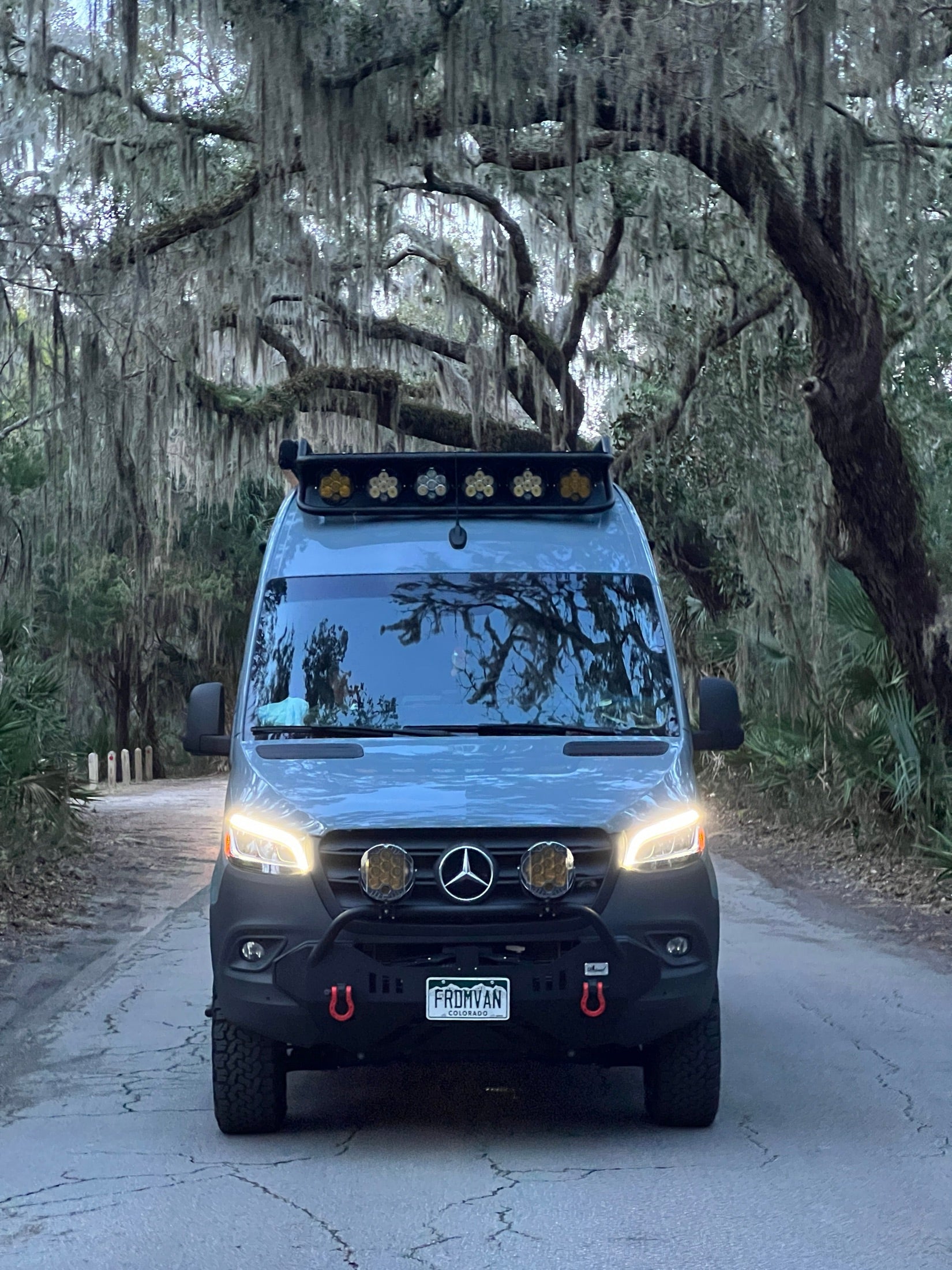 2022 Sprinter 2500 4x4 front grille under oak canopy