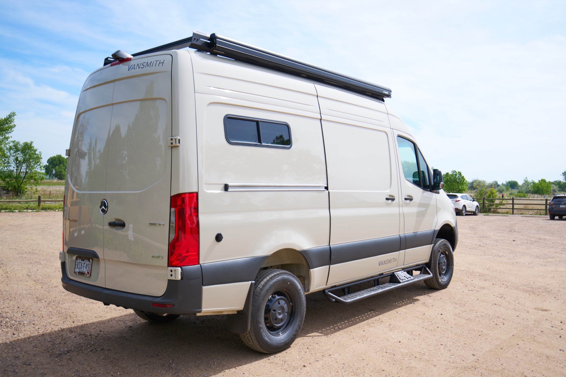Rear three-quarter view of Sprinter Bivy Classic camper van conversion - The Vansmith